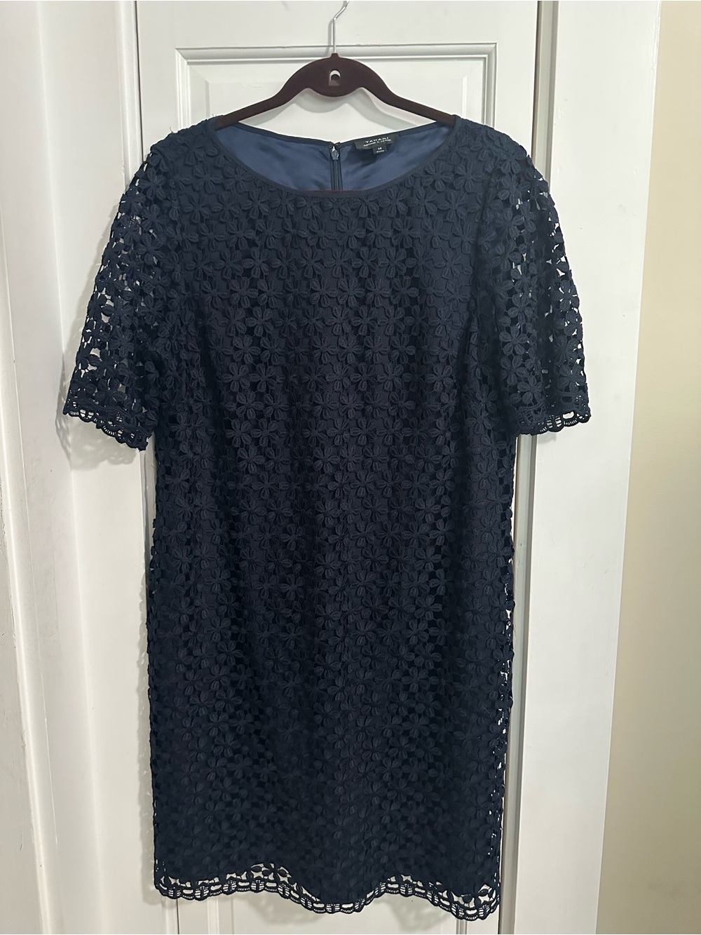 Tahari Navy Lace Shift Dress